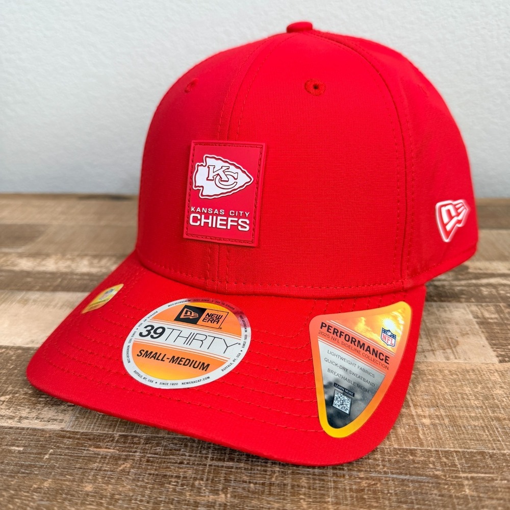 New Era 39thirty Kansas City Chiefs Sideline Hat Fitted Cap NFL Red S/M Flex $50